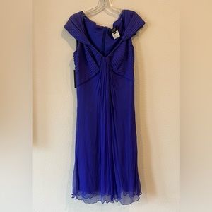 Tadashi Shoji indigo purple cocktail silk dress. NWT